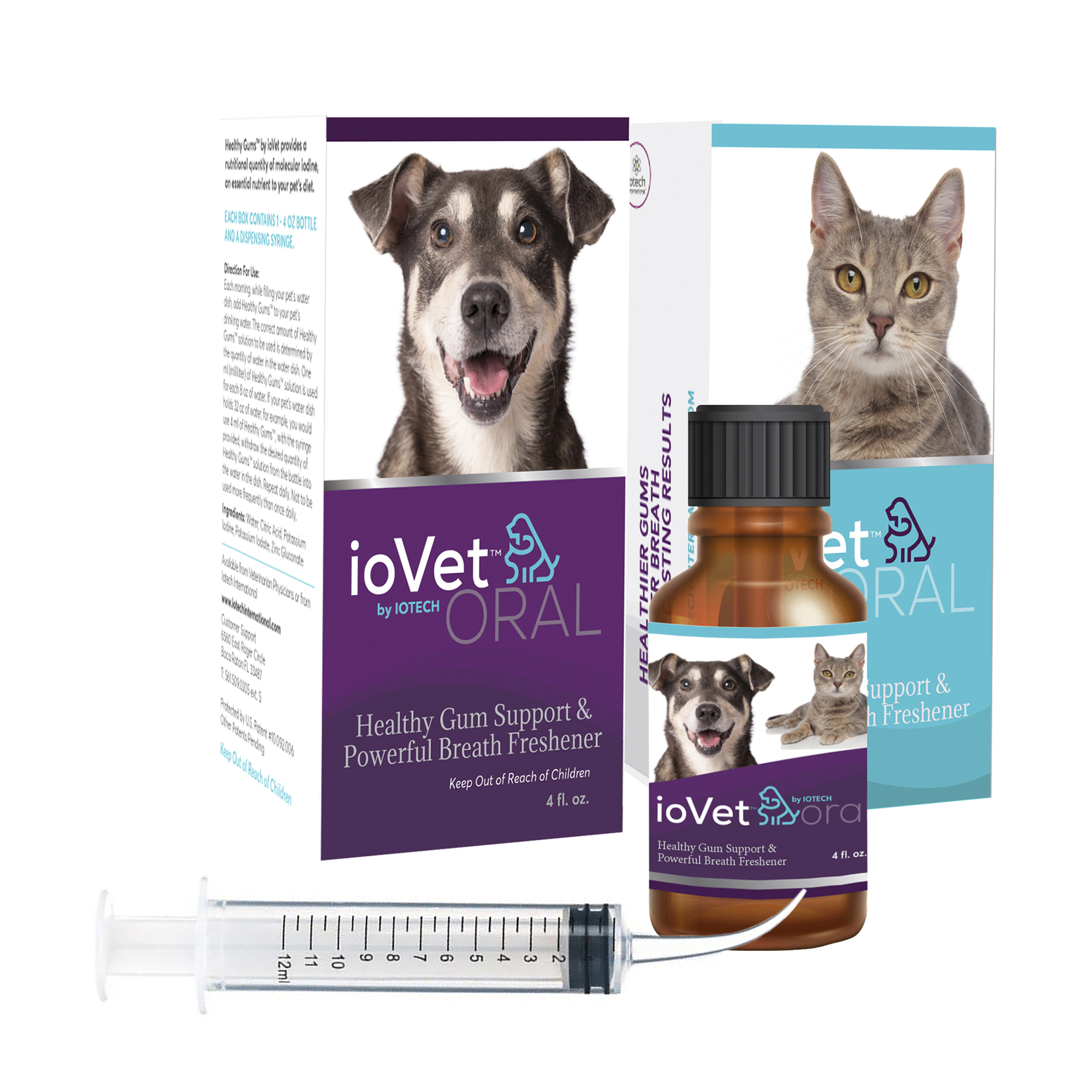 ioVetTM Oral rinse provides long-lasting, effective, preventative dental care.