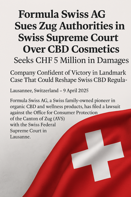 Formula Swiss sues Zug Authorities in Swiss Supreme Court Over CBD Cosmetics