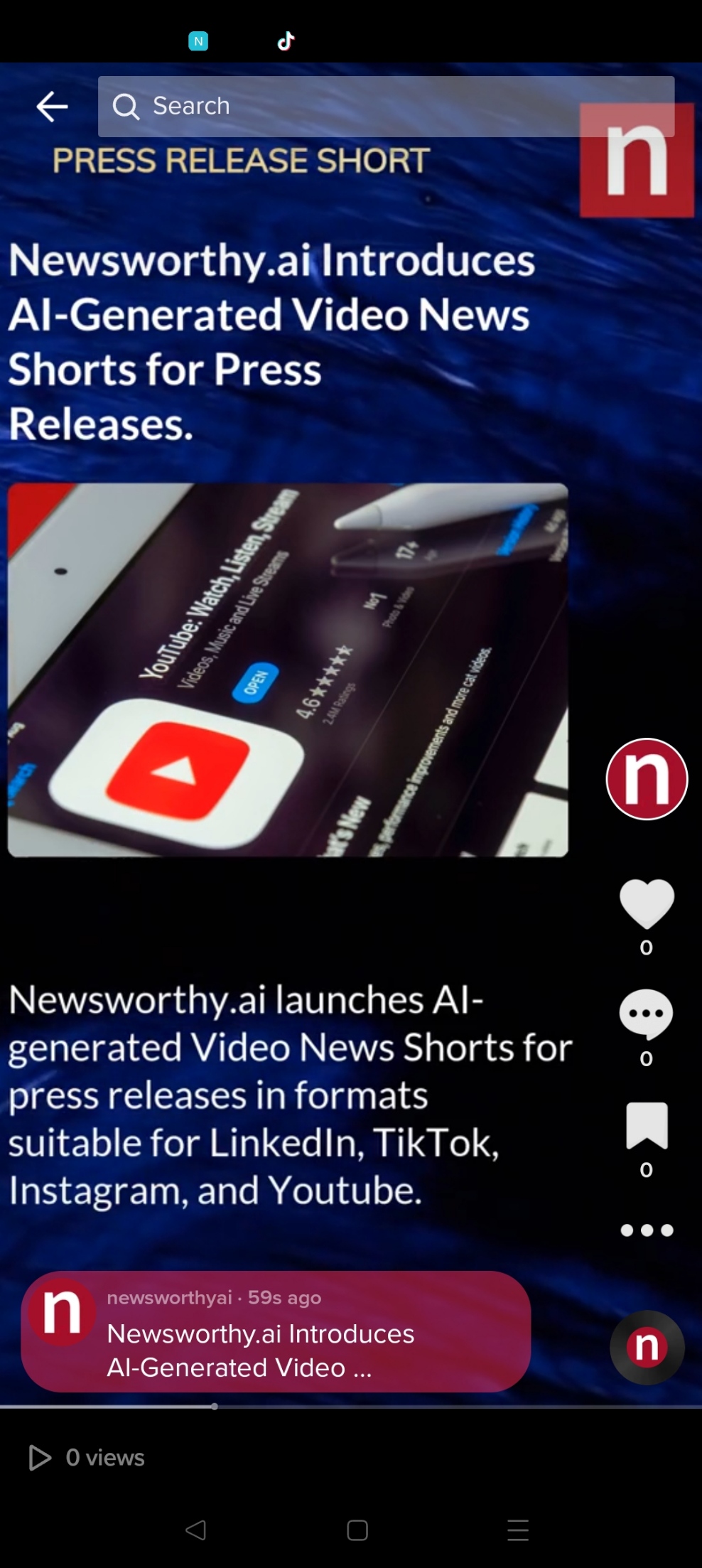 Video News Shorts are created in formats suitable for LinkedIn, TikTok, Youtube, Instgram and Facebook