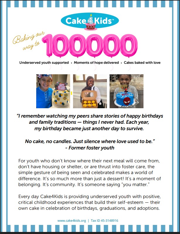 Cake4Kids Boston to Celebrate 100,000 Children Served with Free Community Cupcake Picnic